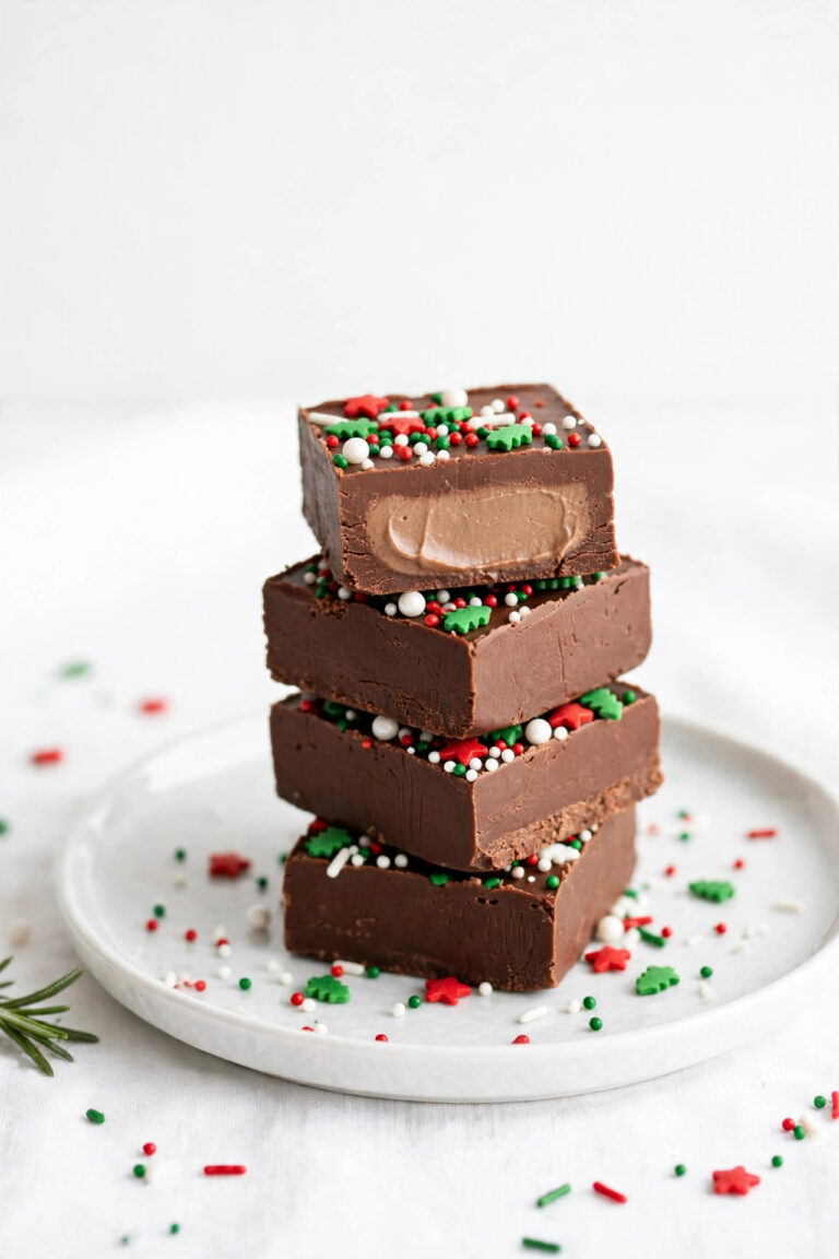 Christmas fudge squares with festive sprinkles
